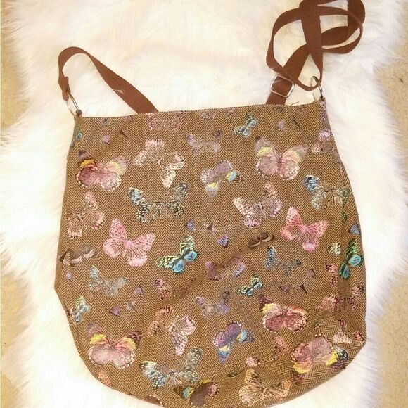 Butterfly and Herringbone print Tote Bag - Picture 3 of 5